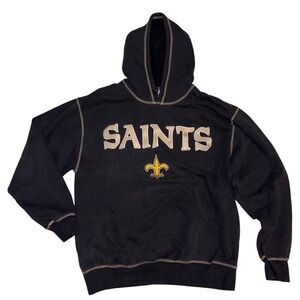Vtg Majestic New Orleans Saints Hoodie Black Gold Embroidered Men’s L Y2K NFL